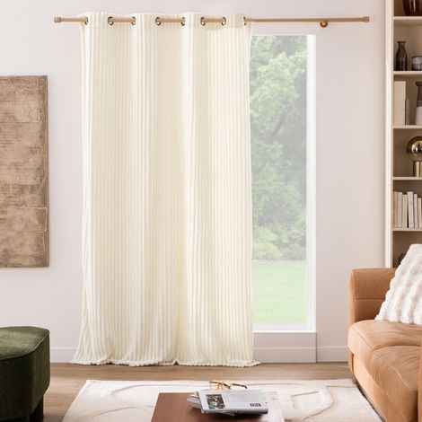 Rideau à œillets 135 x 240 cm – Flanelle relief Mini Boudoir Naturel - 135x240cm - Naturel (1/2)