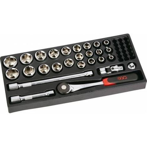 SAM OUTILLAGE - Module Mousse 1/3 De 27 Outils 1/2'' 6 Pans En Mm