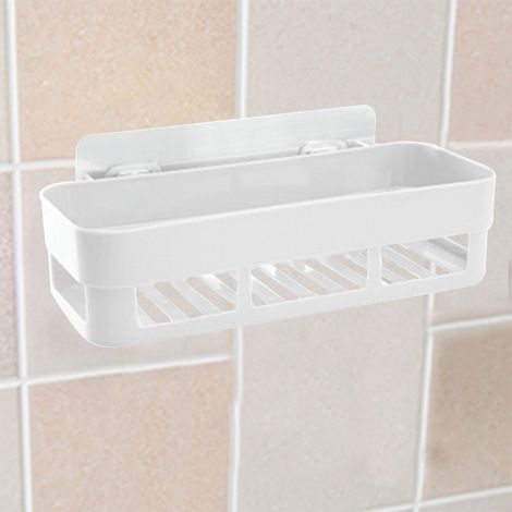 1 Set Nail Free Rack Étagère Murale en Verre Étagère De Rangement Murale Étagères Murales pour Le Stockage Articles De Toilette De Salle De Bain Bac Support Mural Étagère-Chrom (1/5)