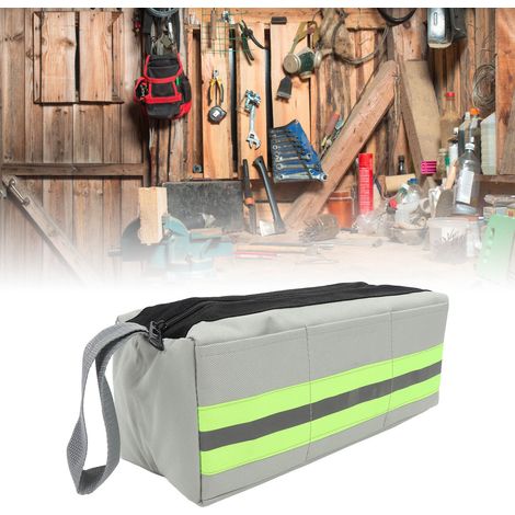 Werkzeugtasche für elektrische Geräte mit Reflektorstreifen, doppellagige, dicke Werkzeugtasche aus Oxford-Gewebe, 32,5 x 12 x 12 cm, Werkzeugaufbewahrungstasche für den Außenbereich. (1/5)