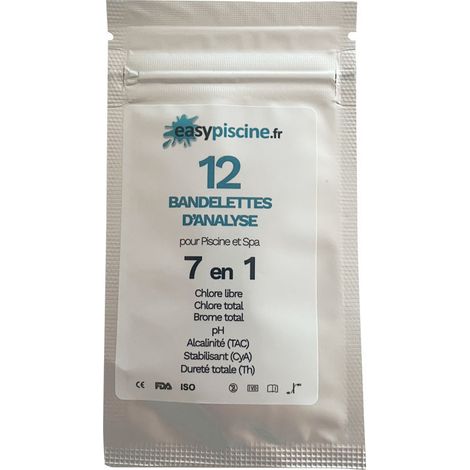 12 bandelettes d'analyse easyPiscine 7 en 1 pour piscine et spa (1/3)