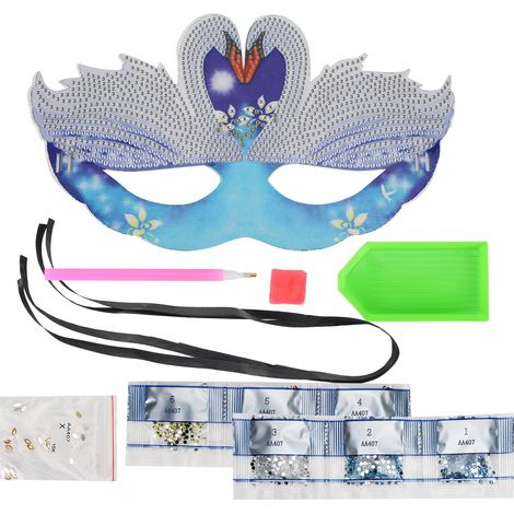 Diamond Painting Mask Shiny SwanShaped DIY HandMade Festival Dance Party Masks (1/5)