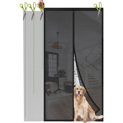 Moustiquaire magnétique pour porte de balcon - Peut être raccourcie - Montage adhésif sans perçage - 150 x 200 cm - Noir (1/5)
