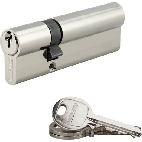 Cylindre de serrure double entrée SA UNIKEY (achetez-en plusieurs, ouvrez avec la même clé), 35x65mm, 3 clés, nickelé - THIRARD