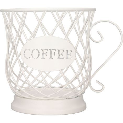 Iron Coffee Capsule Holder Organizer Large Capacity Coffee Capsule Storage Basket for Home, Office and Cafes White (1/5)