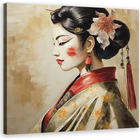 Tableau déco Portrait de geisha japonaise 60x60 (1/5)