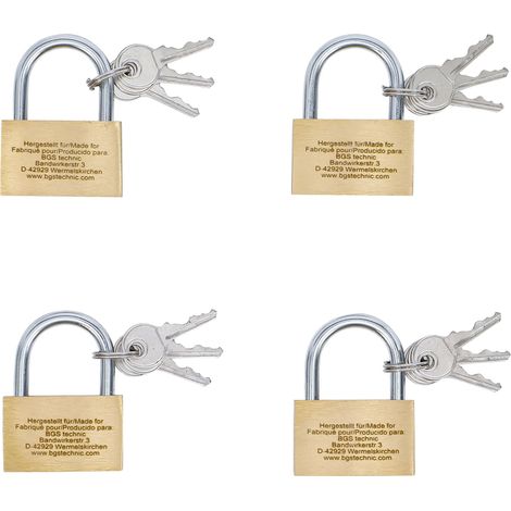 Serie di lucchetti in ottone  a chiave unica  40 mm  4 pz. (1/3)