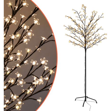 Spetebo Kirschblüten Baum für Außen mit 180 LED Blüten - H 180 cm - Sakura Lichterbaum warm weiß beleuchtet mit IP44 Netzstecker