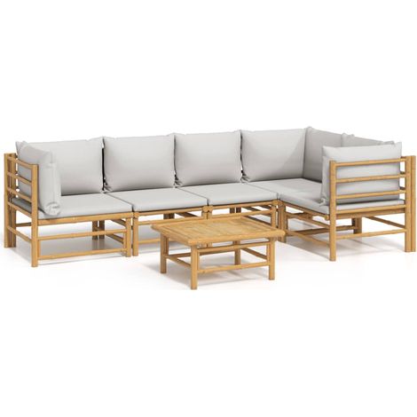 Maison Exclusive - 6-tlg. Garten-Lounge-Set mit Hellgrauen Kissen