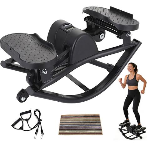 Stepper de fitness à bascule latéral, avec moniteur numérique et bandes de résistance pour entraînement à domicile (1/5)