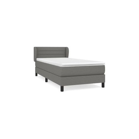 Sommier à lattes de lit et matelas Gris foncé 90x190 Tissu (1/5)