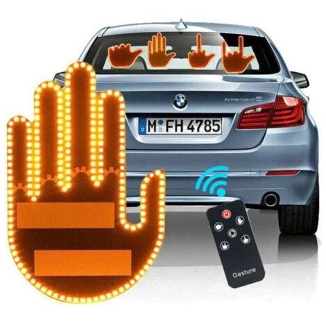PA Fingergestenlicht mit Fernbedienung, Autofenster-Fingerlicht mit lustigem Schild, Finger-Autolicht, Autozubehör, Finger-Up-Handlicht (1/4)