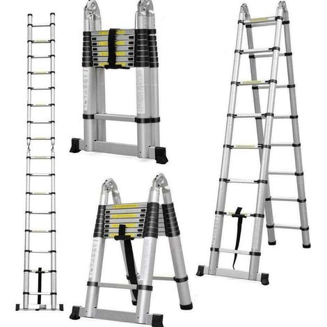 Échelle télescopique pliable 5 m – Aluminium léger – Charge maximale 150 kg – 16 marches – Design compact pour espaces confinés (1/5)