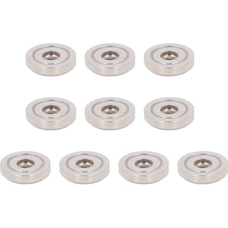 10 Aimants NdFeB Silver 15mm Fraisage Néodyme Puissant Aimant Fraisé Nickelé pour Fixation Porte (1/5)
