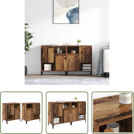 vidaXL Buffet salle à manger - Buffets 2 pcs Bois Ancien 60 x 35 x 70 cm Bois d'ingénierie (1/5)