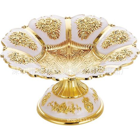 Corbeille à fruits dorée en forme de fleur, en alliage d'aluminium, pour fêtes, bonbons, noix et fruits secs. Panier de rangement haut, idéal pour les mariages, la maison et les bureaux. Plateau décor (1/5)