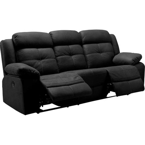Altobuy – Canapé relax électrique 3 places gris – Système de relaxation intégré – Tissu New Nobuck 100% polyester – Dimensions 217 x 90 x H104 cm (1/4)