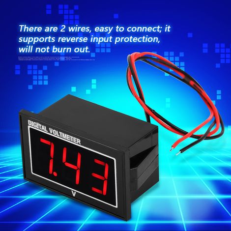 Voltmètre numérique étanche 0,56 pouce afficheur LED pour mesure tension DC 5-130V rouge 1 pièce (1/5)