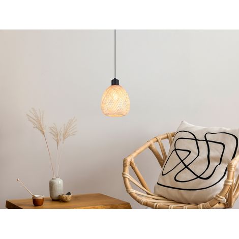 Kleine LED Pendelleuchte Korblampe aus geflochtenem Bambus, Ø 18cm (1/5)