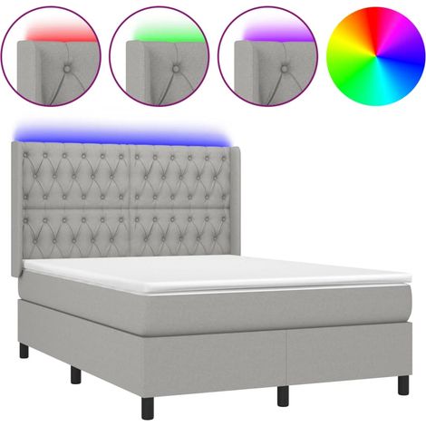 Maison Exclusive - Letto a Molle Materasso e LED Grigio Chiaro 140x190 cm Tessuto (1/5)