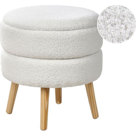 Hocker mit Stauraum OKATON Bouclé Weiß