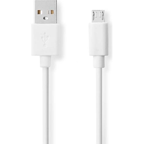 Cable usb usb 20 usb a macho usb micro b macho 480mbps niquelado 200 metros redondo pvc blanco caja
