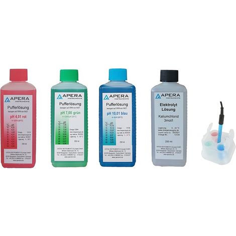 Apera Instruments - Soluzione di calibrazione pH 4.01/7.00/10.01 + Soluzione KCL + Apera Instruments CalBox (1/2)
