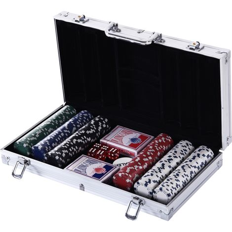Mallette Poker 300 jetons 2 jeux de cartes + 2 clés aluminium