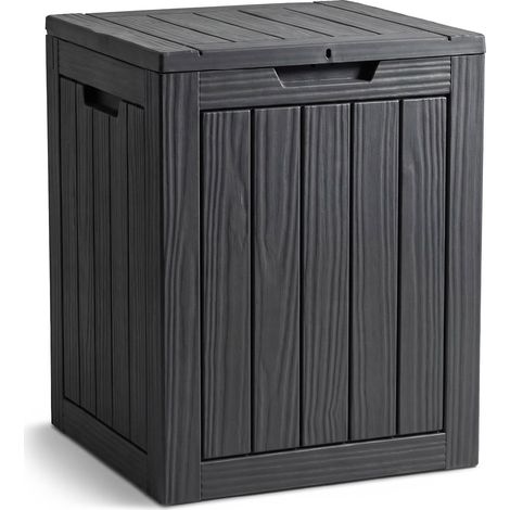 Coffre de jardin imperméable 113L boîte de rangement extérieur balcon terrasse plastique polypropylène noir (1/5)