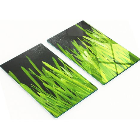 Tableros decorativos multifuncionales de vidrio con estampado de césped, 2x30x52 cm. (1/5)