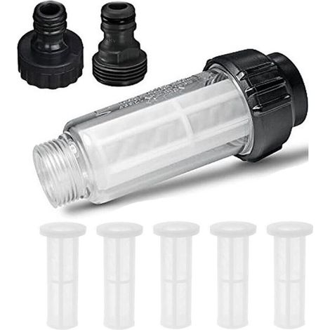 Préfiltre - Pompe de jardin de 3/4" avec 4 filtres - 2 connecteurs centraux pour nettoyeur haute pression, pompe de jardin, arrosage de jardin (1/5)