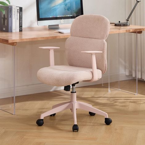 Wahson Chenille Swivel Office Chair - Ergonomic Desk Chair with Height Adjustable Backrest for Home Office Study, 1-Pack, Pink
