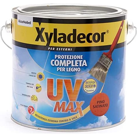 Xyladecor SMALTO LEGNO ESTERNI UV MAX Protezione Completa da sole e agenti atmosferici Idrorepellente colore PINO 2,5L, 2.5 L (1/5)