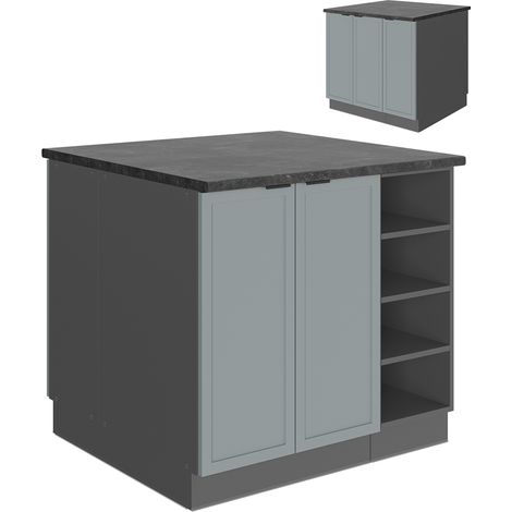 Îlot de cuisine Fame-Line, Bleu clair-gris, 90 cm sans plan de travail, Vicco