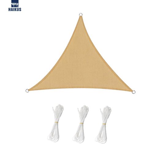 Voile d'ombrage triangulaire 3 x 3 x 3 m, toile respirante en HDPE (185 g/m²), protection UV pour patio, jardin et terrasse extérieure — Couleur Sable (1/5)