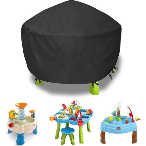 Housse de table à eau pour enfants Little Tikes Spiralin' Seas Waterpark, protection extérieure pour table de jeu avec sable et eau, 86x86x46 cm, couvre-jeu noir, housse seule (1/5)
