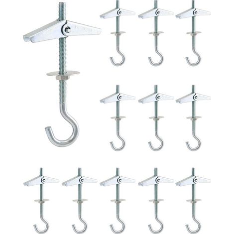 12 Pièces Crochets De Plafond, M5x90mm, Acier Au Carbone, Plantes Suspendues, Pour Plafonds En Plaques De Plâtre (1/5)