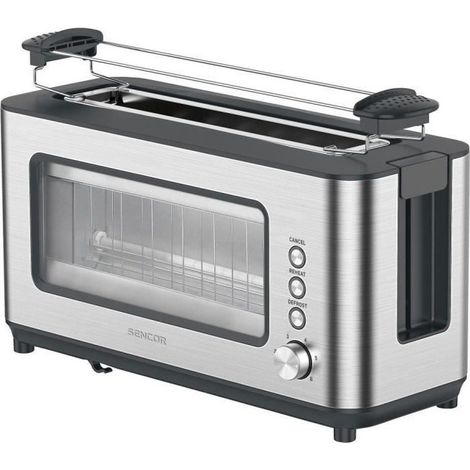 Grille-pain 1200W – Fente longue pour pain entier – 6 niveaux de grillage – Éjection automatique – Tiroir ramasse-miettes – Sencor