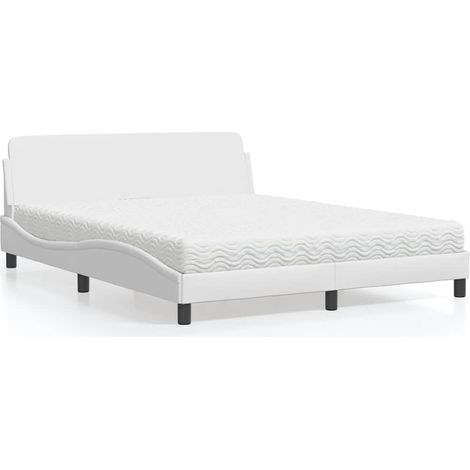 Lit avec matelas Dover blanc 160x200 cm similicuir