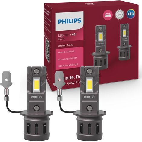 2x ampoules LED H3 Philips Ultinon Access U2500 - 11336U2500C2 - 13W 12V 1400Lms - PK22s (1/5)