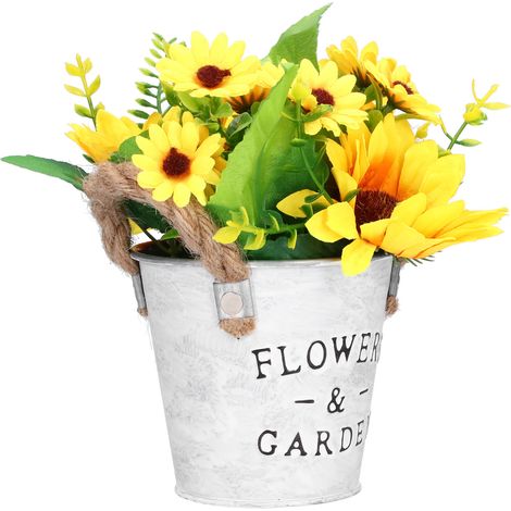 Tournesol artificiel en pot, plante artificielle de table à manger, bonsaï, fleur artificielle jaune pour la décoration intérieure (1/5)