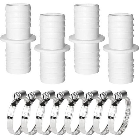 Conexión recta: 4 piezas, de 32 mm a 32 mm, con 4 abrazaderas de acero inoxidable. (1/5)
