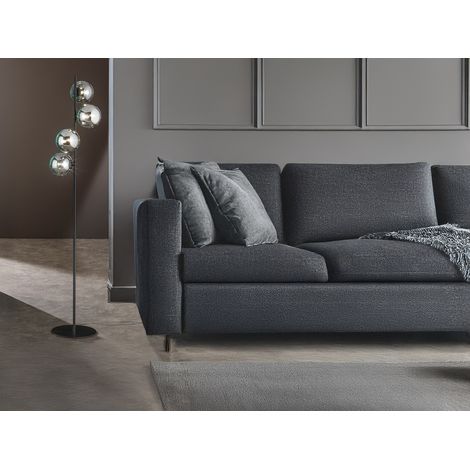 Ausgefallene Stehlampe HONEY Schwarz - Glaskugeln Rauchglas, Höhe 160cm