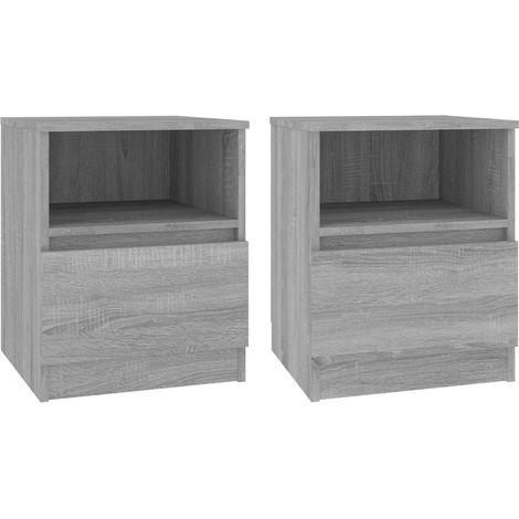 Set di 2 comodini con cassetto e vano aperto 40 x 40 x 50 cm legno ingegnerizzato grigio DEC035720