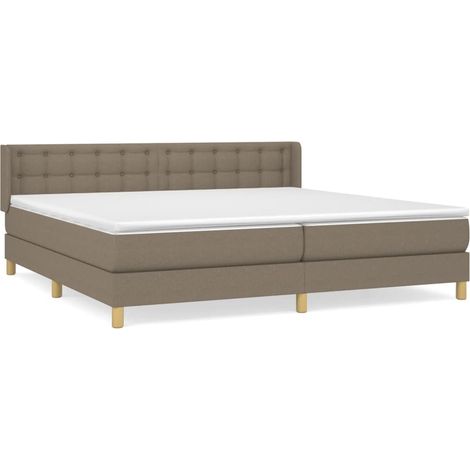 Lit double Lit adulte Sommier à lattes de lit avec matelas Taupe 160x200 cm Tissu (1/5)