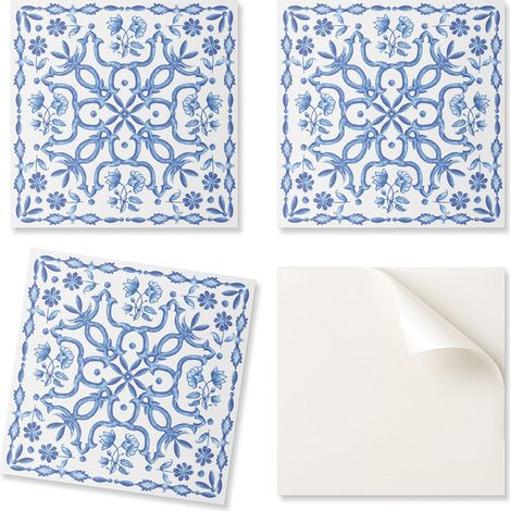 Juego de baldosas de vinilo autoadhesivas con estampado floral para dormitorio, 20x20x20 cm.