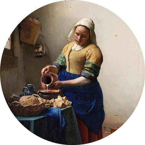 Papier peint panoramique laitière peinture célèbre | Tapisserie panoramique vintage pour cuisine | Papier peint panoramique salle à manger - 140 x 140 cm (3 pièces) (1/2)