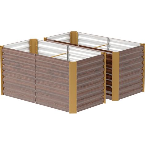 Set de 2 bancales elevados de acero galvanizado 120 x 60 x 60 cm marrón MODENUIT (1/5)