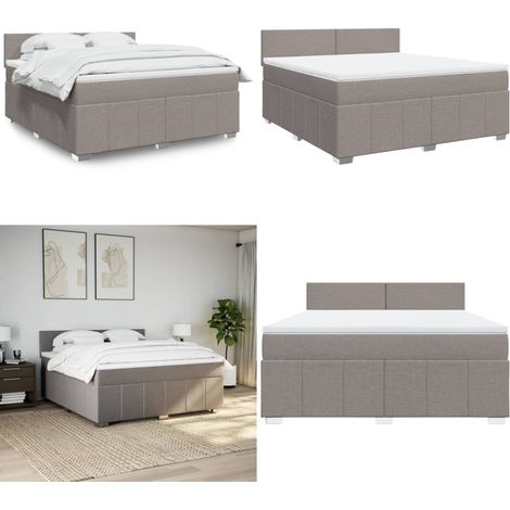 vidaXL Boxspringbett mit Matratze Taupe 180x200 cm Stoff