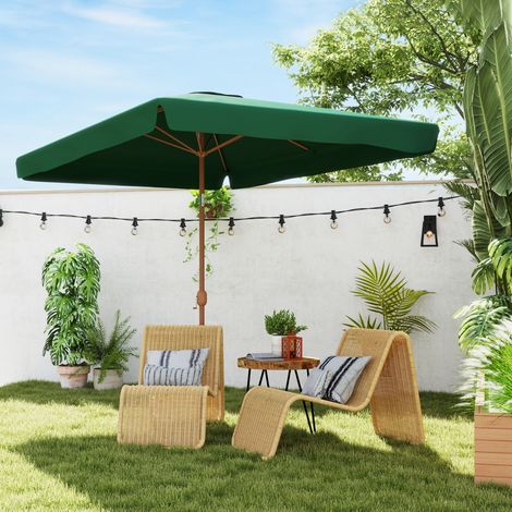 Parasol jardin 2x3m manivelle inclinaison anti-UV50+, vert (1/4)